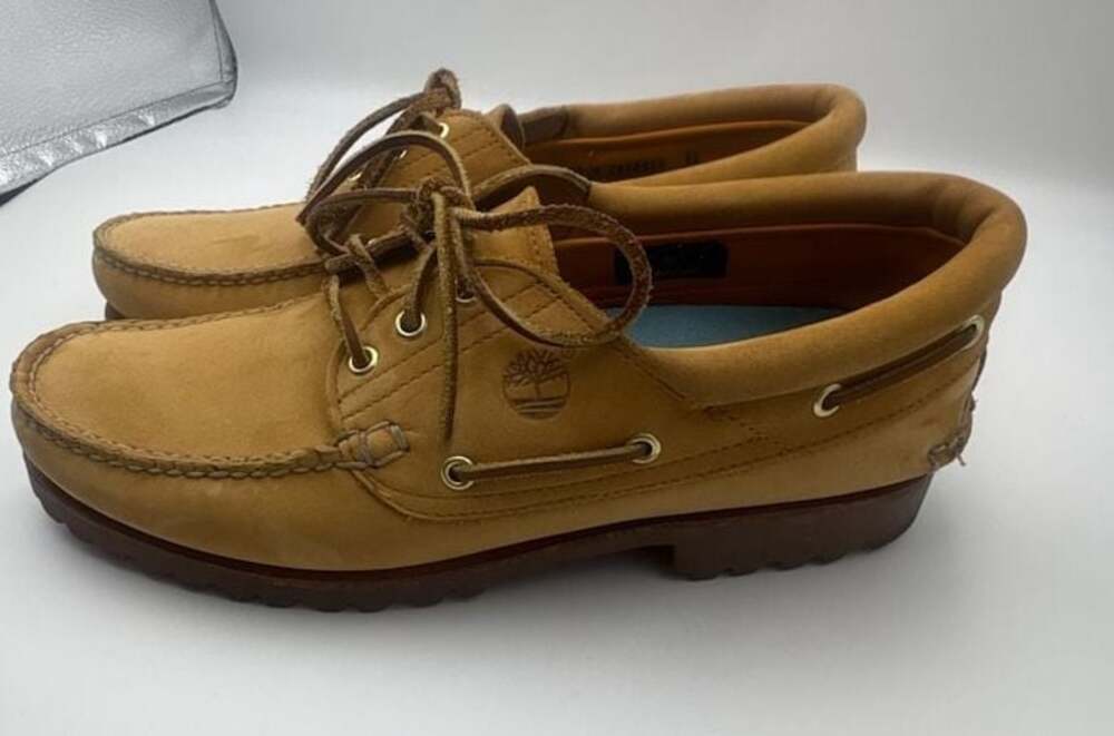 Timberland Authentics 3-Eye Classic Lug Boat Shoes in Wheat Nubuck 12 wide
